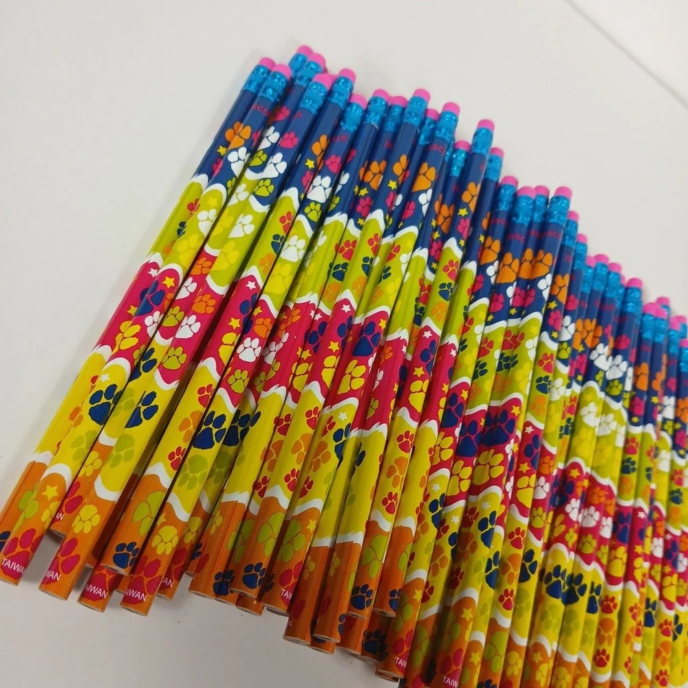 Fun Colorul Paw Print Pencils Set of 109 School Pencils Unsharpened JSSCO